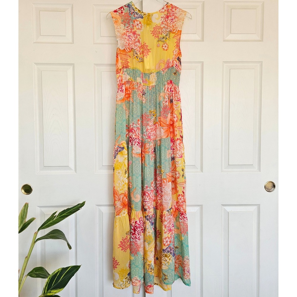 Johnny Was Maje Sleeveless Tiered Floral-Print Maxi Dress Small NEW Butterfly - Picture 8 of 12